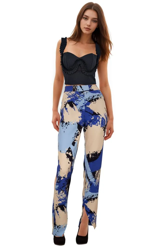 Pantalón Carlotta Estampado Blue Brushes